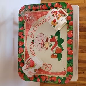 Vintage Strawberry Shortcake - TV Tray,  Glass, Mugs 1980/81 American Greetings